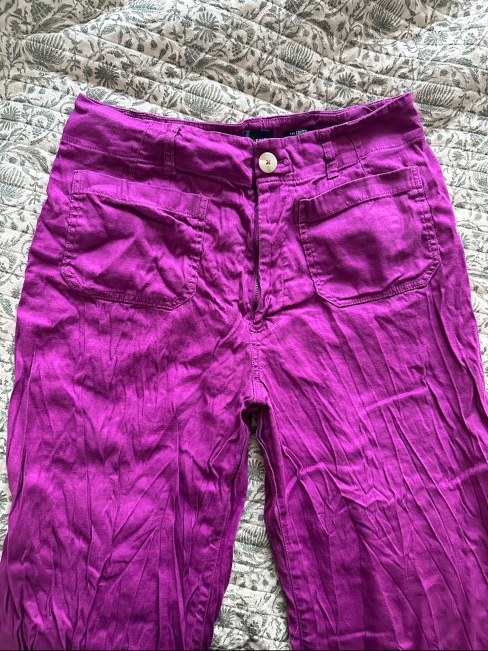 Maeve Colette Magenta Wide-Leg Linen Pants - 14